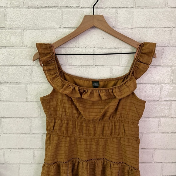 WILD FABLE Cognac Ruffle Tiered Skater Dress - Picture 2 of 11